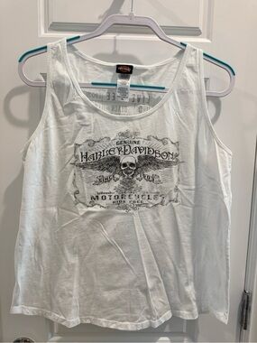 Harley-Davidson White Tank Top with Black Vintage Script